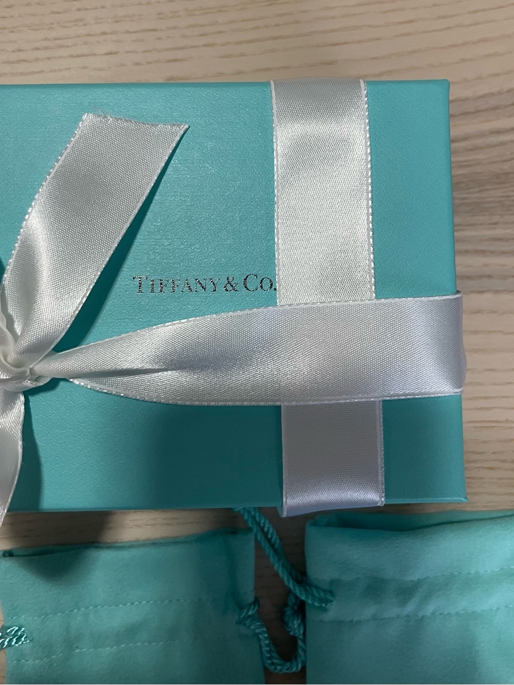 Authentic Tiffany & Co Jewelry Box Set w/ Dust Pouches & Ribbon